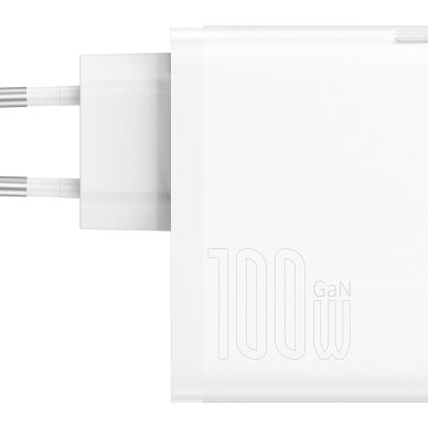 Kroviklis buitinis BASEUS GaN5 Pro PD 100W QC4 3.0 USB + Type-C white BRA012294 1