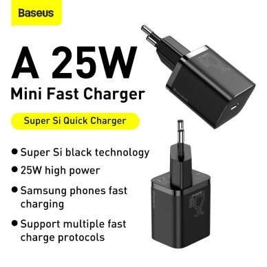 Kroviklis buitinis PD Super Si 25W 3A Baseus TZCCSUP-L01 juodas 9