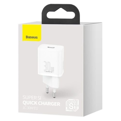 Kroviklis buitinis PD Super Si 30W 3A Baseus CCSUP-J02 white 3
