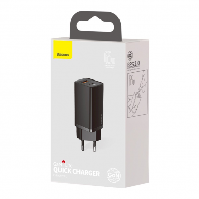 Kroviklis buitinis USB + Type C 65W 3A Baseus CCGAN2L-B01 black 6