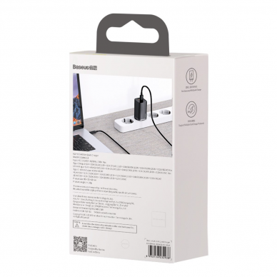 Kroviklis buitinis USB + Type C 65W 3A Baseus CCGAN2L-B01 black 7