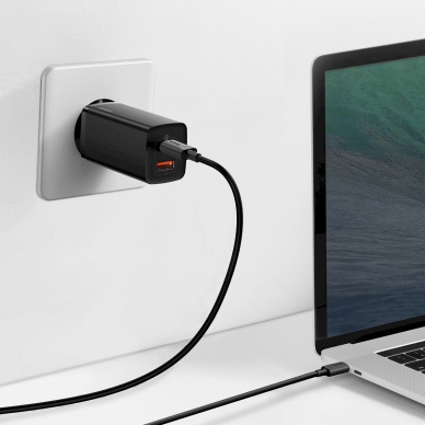 Kroviklis buitinis USB + Type C 65W 3A Baseus CCGAN2L-B01 black 5