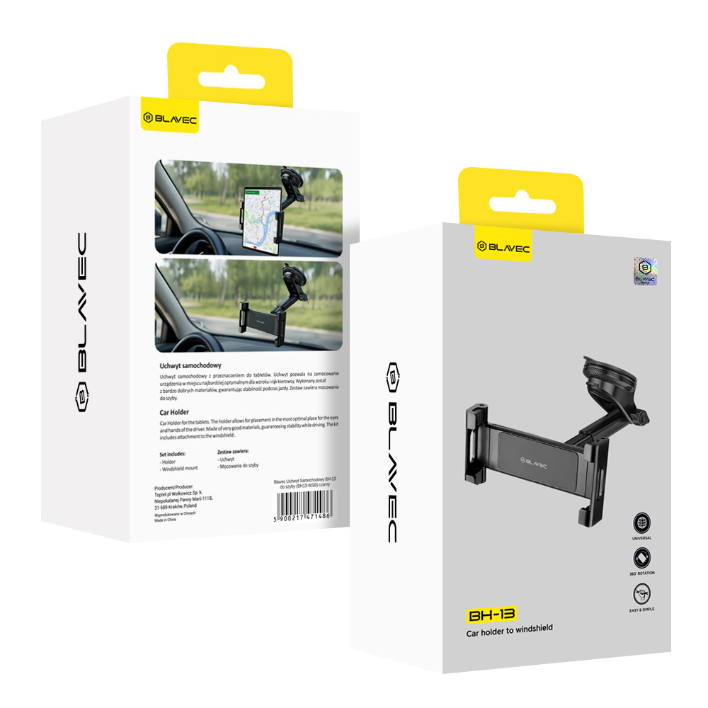 Laikiklis black BLAVEC BH-13 tvirtinamas ant stiklo ir ant panelės 6 Laikiklis black BLAVEC BH-13 tvirtinamas ant stiklo ir ant panelės 6