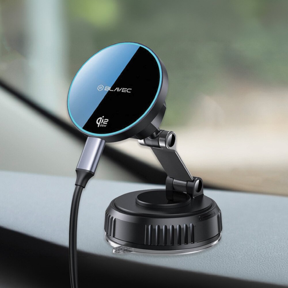 Laikiklis-kroviklis black BLAVEC Magnetic BHC-02 Qi2.2 25W tvirtinamas ant stiklo ir ant panelės BHC02-QI2PMWIB 2