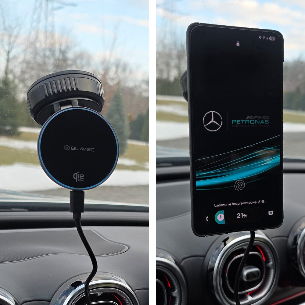 Laikiklis-kroviklis black BLAVEC Magnetic BHC-02 Qi2.2 25W tvirtinamas ant stiklo ir ant panelės BHC02-QI2PMWIB 4