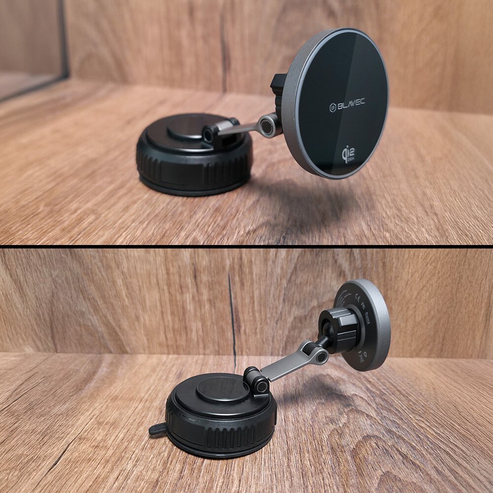 Laikiklis-kroviklis black BLAVEC Magnetic BHC-02 Qi2.2 25W tvirtinamas ant stiklo ir ant panelės BHC02-QI2PMWIB 5