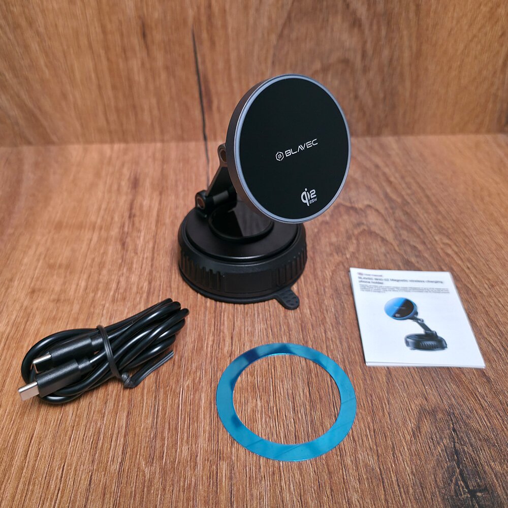 Laikiklis-kroviklis black BLAVEC Magnetic BHC-02 Qi2.2 25W tvirtinamas ant stiklo ir ant panelės BHC02-QI2PMWIB 7