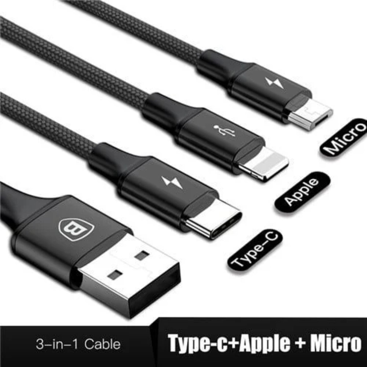 Laidas 3in1 USB TYPE-C TO Lightning + Type-C + Micro USB 1,5m 20W BASEUS 1
