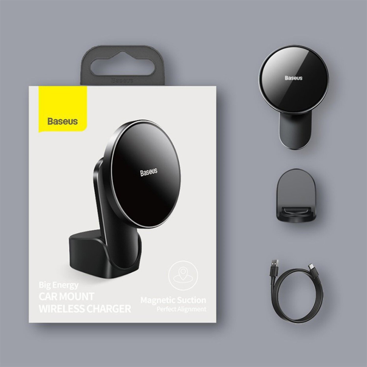 Laikiklis-kroviklis BASEUS Energy 15W WXJN-01 Magnetic tvirtinamas į groteles ir ant panelės 15W 5