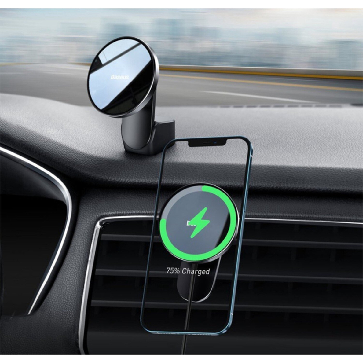 Laikiklis-kroviklis BASEUS Energy 15W WXJN-01 Magnetic tvirtinamas į groteles ir ant panelės 15W 4