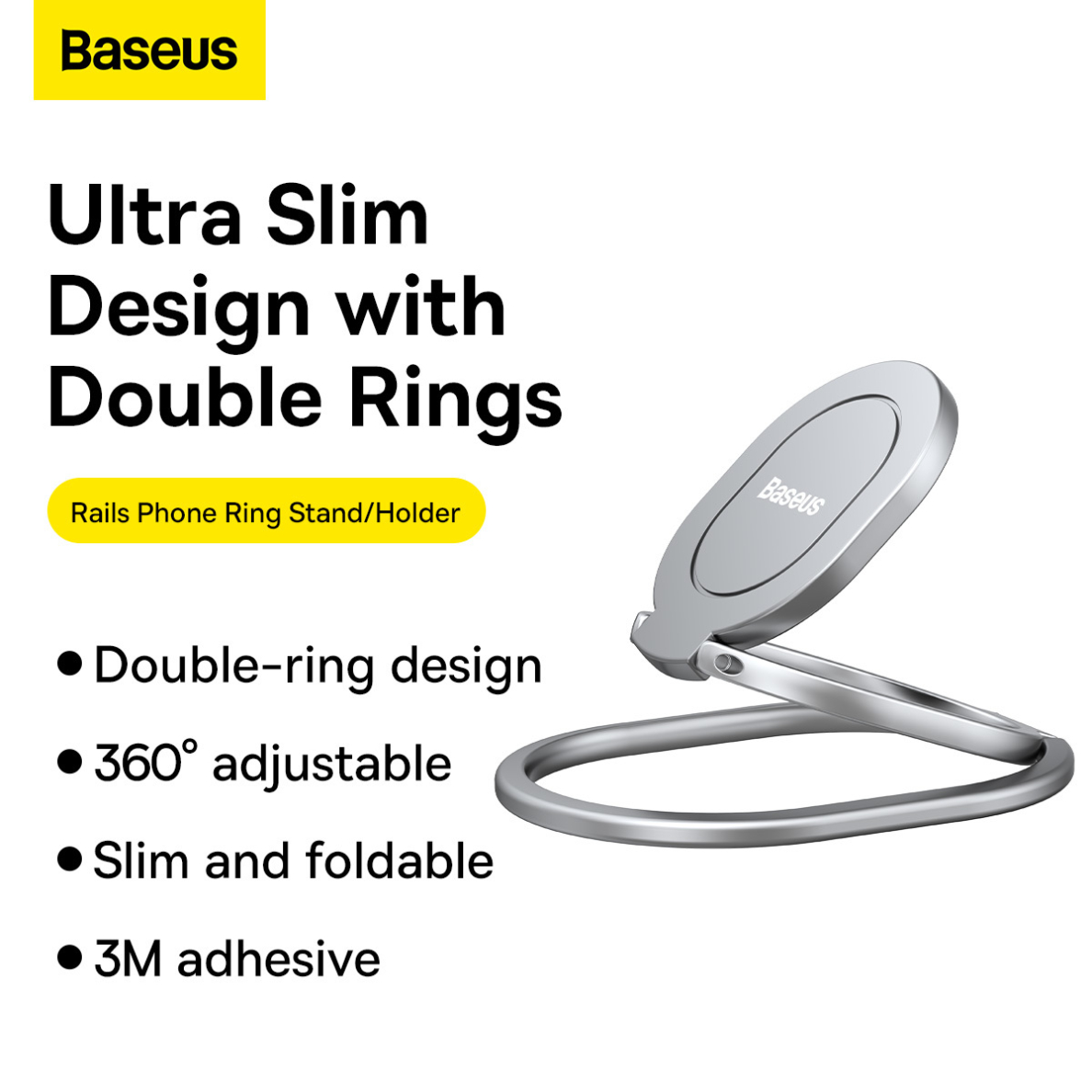 Laikiklis sidabro spalvos BASEUS RAILS RING LUGD000012 9