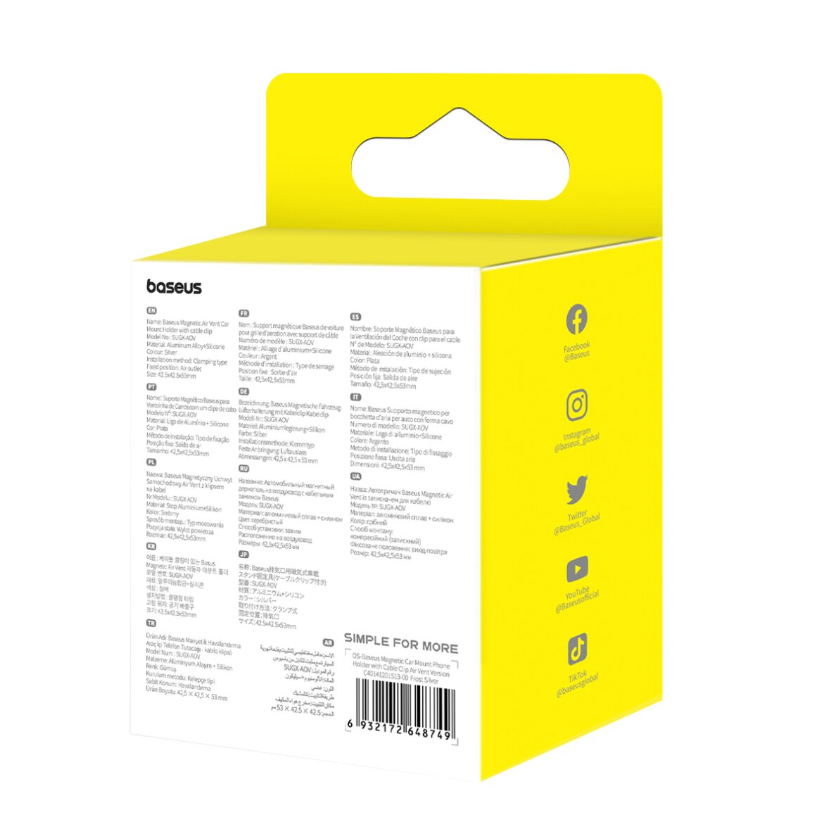 Laikiklis white Baseus Cable Clip į groteles su magnetu C40141201S13-00 8