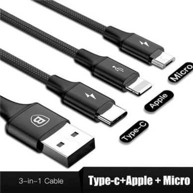 Laidas 3in1 USB TYPE-C TO Lightning + Type-C + Micro USB 1,5m 20W BASEUS 1