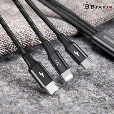 Laidas 3in1 USB TYPE-C TO Lightning + Type-C + Micro USB 1,5m 20W BASEUS 3
