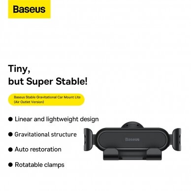 Laikiklis BASEUS GRAVITY CAR MOUNT LITE SUWX010001 tvirtinamas į groteles 13