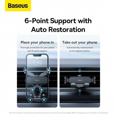 Laikiklis BASEUS GRAVITY CAR MOUNT LITE SUWX010001 tvirtinamas į groteles 17