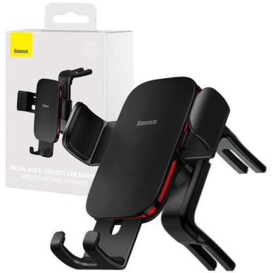 Laikiklis BASEUS METAL AGE II GRAVITY SUJS030001 tvirtinamas į apvalias groteles Laikiklis BASEUS METAL AGE II GRAVITY SUJS030001 tvirtinamas į apvalias groteles