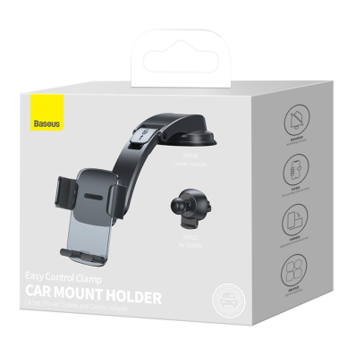 Laikiklis black BASEUS Easy Control Clamp SUYK000001 tvirtinamas į groteles ir ant panelės 8