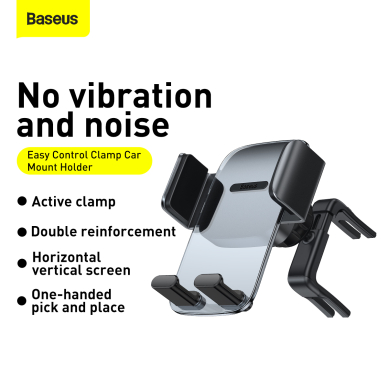 Laikiklis juodas BASEUS Easy Control Clamp SUYK000201 tvirtinamas į apvalias groteles 12