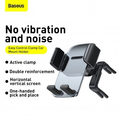 Laikiklis juodas BASEUS Easy Control Clamp SUYK000201 tvirtinamas į apvalias groteles 12