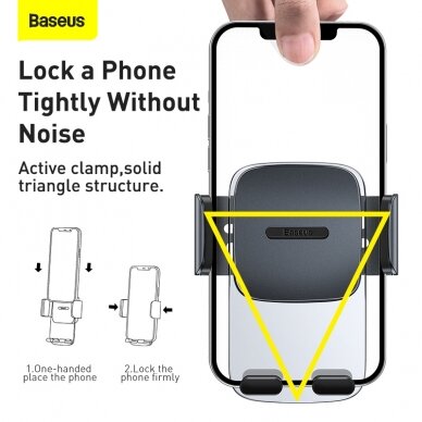 Laikiklis juodas BASEUS Easy Control Clamp SUYK000201 tvirtinamas į apvalias groteles 13
