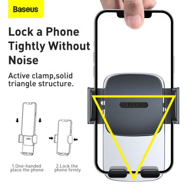 Laikiklis juodas BASEUS Easy Control Clamp SUYK000201 tvirtinamas į apvalias groteles 13
