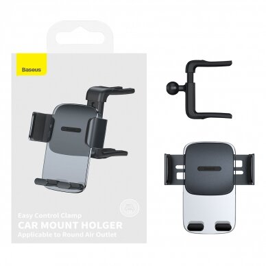 Laikiklis juodas BASEUS Easy Control Clamp SUYK000201 tvirtinamas į apvalias groteles 6