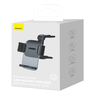 Laikiklis juodas BASEUS Easy Control Clamp SUYK000201 tvirtinamas į apvalias groteles 7