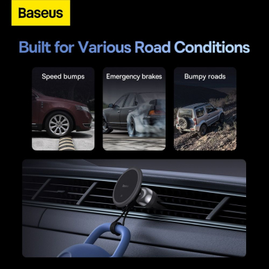 Laikiklis black Baseus MAGNETIC PHONE HOLDER C01 į groteles su magnetu C40140802113-00 10