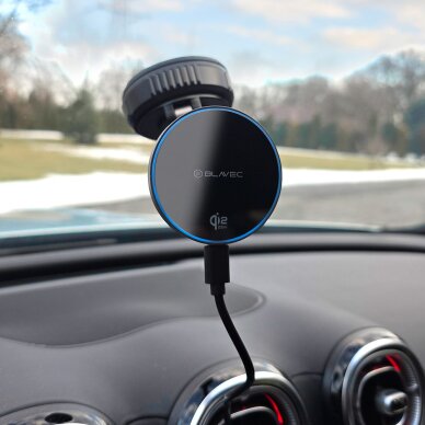 Laikiklis-kroviklis black BLAVEC Magnetic BHC-02 Qi2.2 25W tvirtinamas ant stiklo ir ant panelės BHC02-QI2PMWIB 3