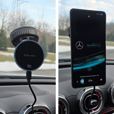 Laikiklis-kroviklis black BLAVEC Magnetic BHC-02 Qi2.2 25W tvirtinamas ant stiklo ir ant panelės BHC02-QI2PMWIB 4