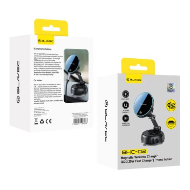 Laikiklis-kroviklis black BLAVEC Magnetic BHC-02 Qi2.2 25W tvirtinamas ant stiklo ir ant panelės BHC02-QI2PMWIB 8