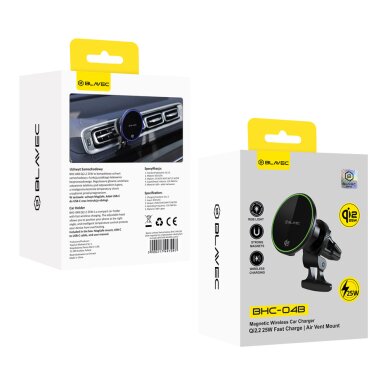 Laikiklis-kroviklis black BLAVEC Magnetic BHC-04B Qi2.2 25W tvirtinamas į groteles BHC04B-MAVIB 3