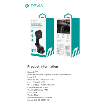 Laikiklis-kroviklis mobiliam telefonui Smart Series Magsafe 15W Devia 8 Laikiklis-kroviklis mobiliam telefonui Smart Series Magsafe 15W Devia 8