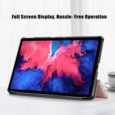 Lenovo Tab P11 10.1" rausvas TRIFOLD dėklas 4