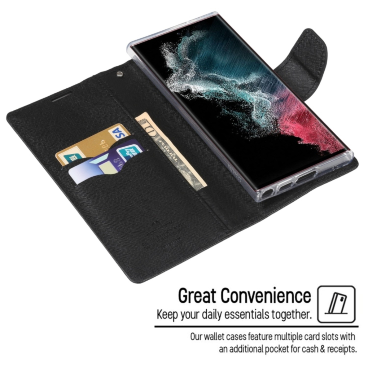 LG K50s juodas FANCY DIARY dėklas 1