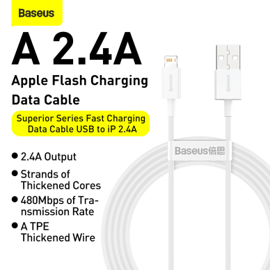 LIGHTNING Baseus white laidas 1M CALYS-A02 16