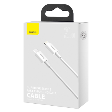 Lightning TO TYPE C Baseus baltas laidas 25cm CATLYS-02 20W 3