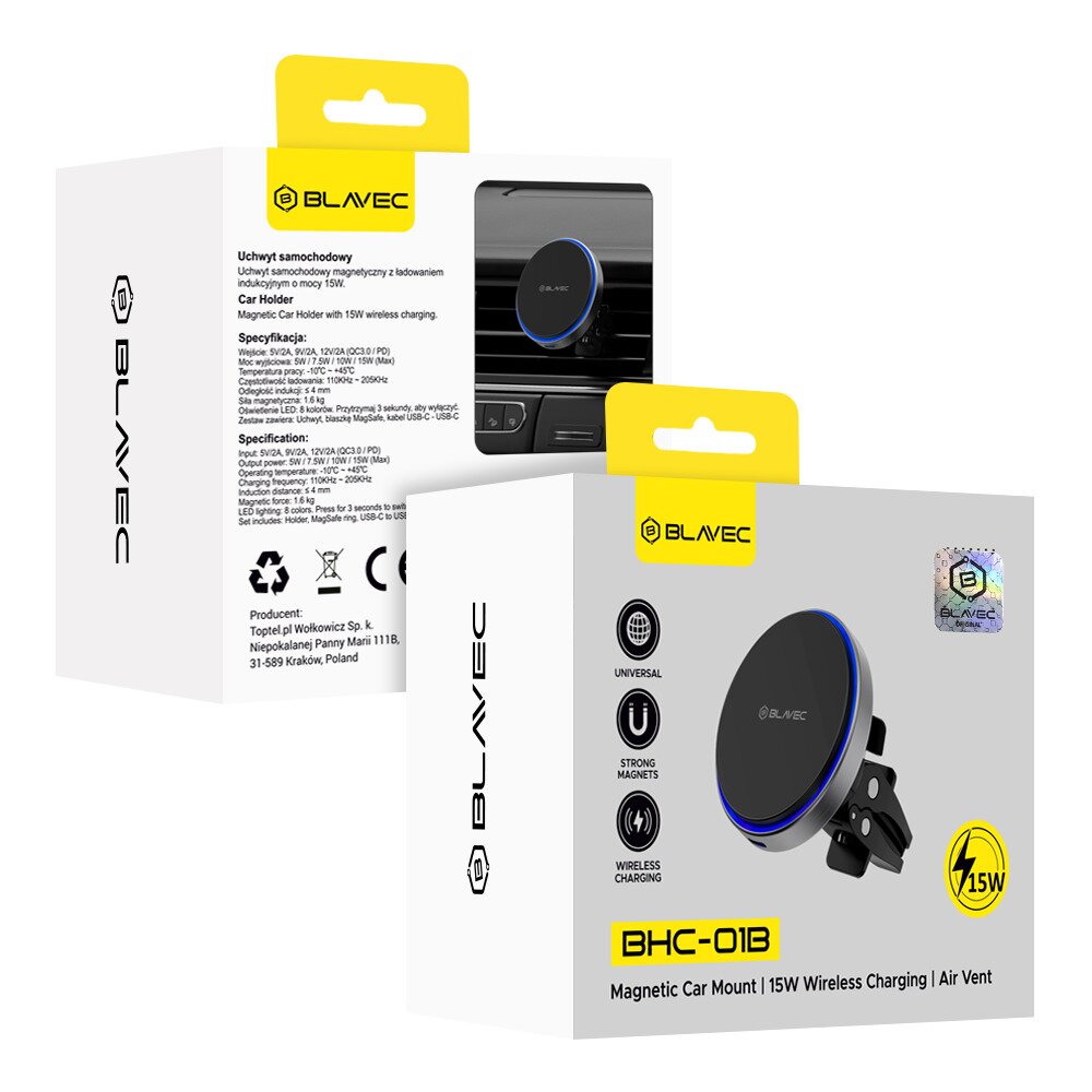 Laikiklis-kroviklis black BLAVEC Magnetic BHC-01B 15W tvirtinamas į groteles BHC01B-MAVIB 8 Laikiklis-kroviklis black BLAVEC Magnetic BHC-01B 15W tvirtinamas į groteles BHC01B-MAVIB 8