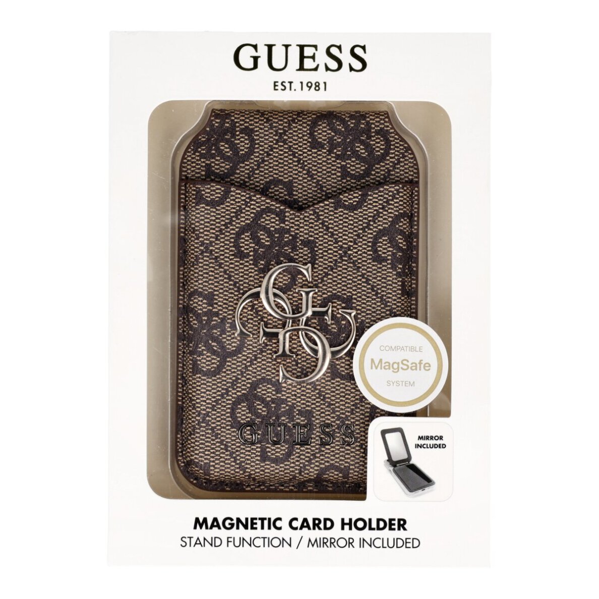 Magnetinė įmautė kortelėms brown GUESS 4G Stand & Mirror 6