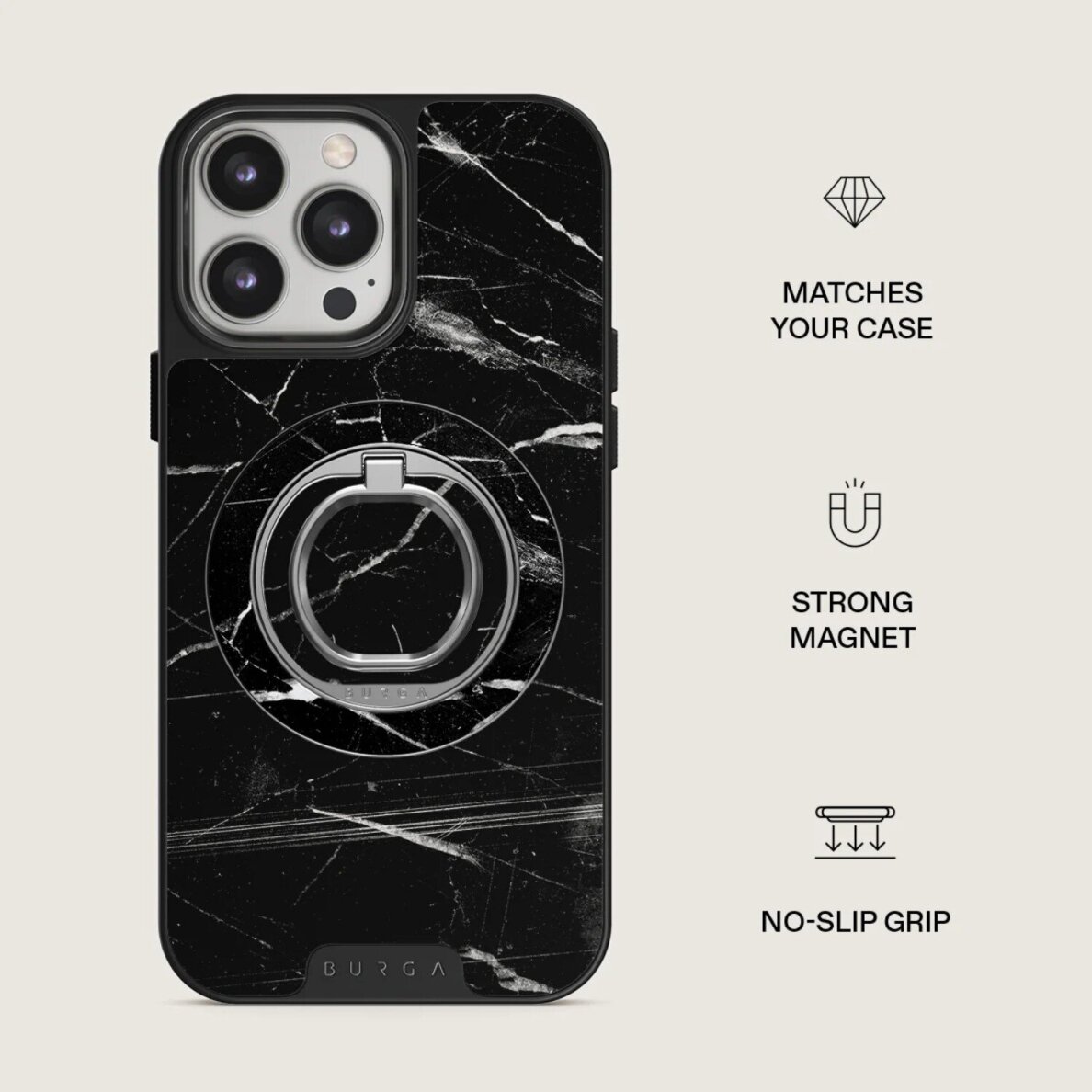 Magnetinis laikiklis - žiedas Noir Origin Silver BURGA 1