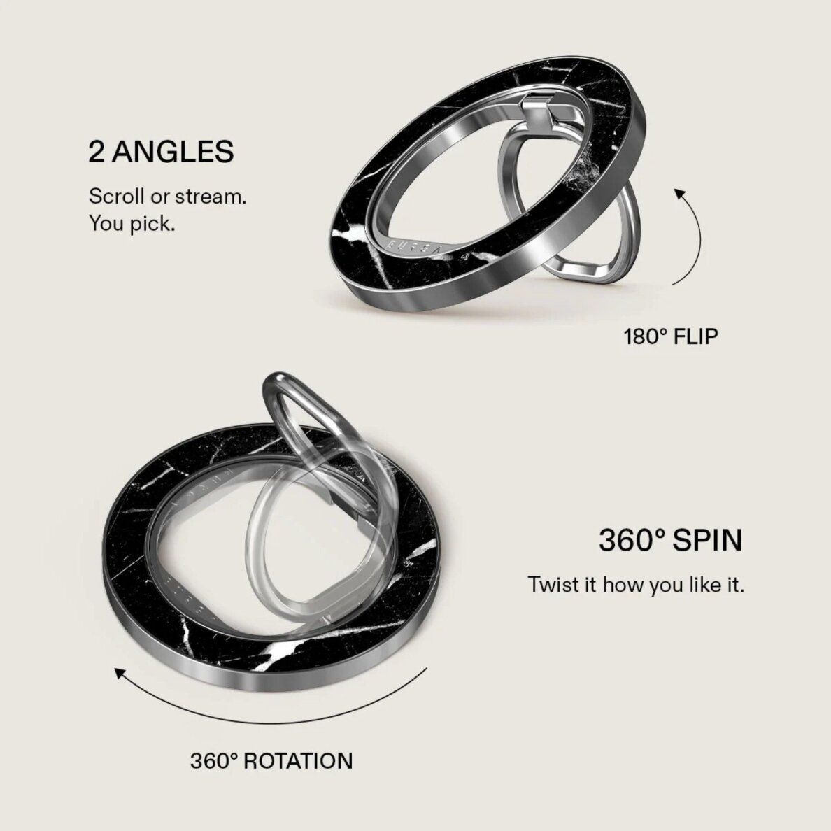 Magnetinis laikiklis - žiedas Noir Origin Silver BURGA 2