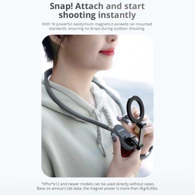 Magnetinis kaklo laikiklis AMORUS mobiliesiems telefonams NH-01 5 Magnetinis kaklo laikiklis AMORUS mobiliesiems telefonams NH-01 5