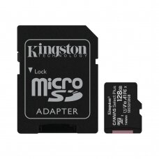 MicroSD 128GB KINGSTON atminties kortelė 10kl. Canvas+