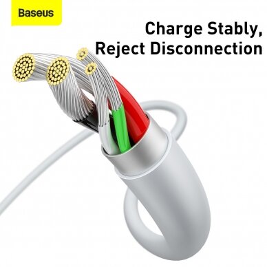 Micro USB Baseus baltas laidas 1m CAMYS-02 13
