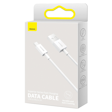 Micro USB Baseus baltas laidas 1m CAMYS-02 9