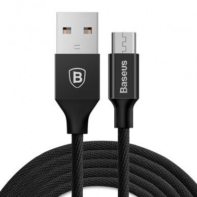Micro USB Baseus juodas laidas 1,5m CAMYW-B01