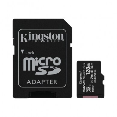 MicroSD 128GB KINGSTON atminties kortelė 10kl. Canvas+ 1