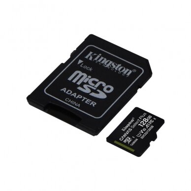 MicroSD 128GB KINGSTON atminties kortelė 10kl. Canvas+ 2