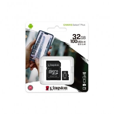 MicroSD 32GB KINGSTON 10 class atmint.korta Canvas+ 2